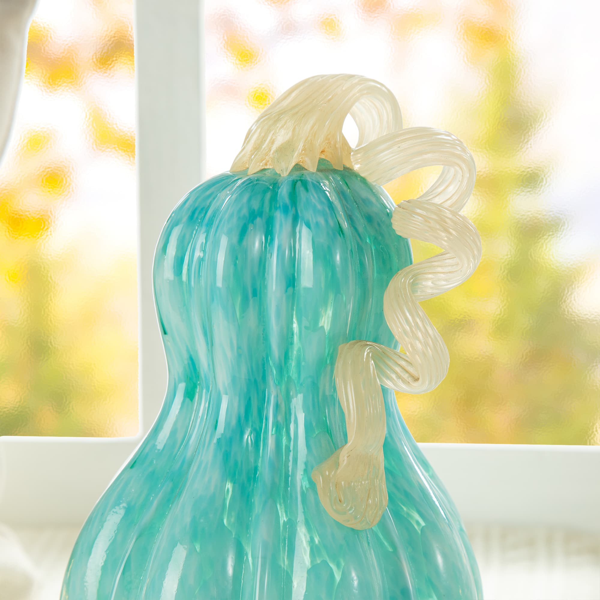 Glitzhome® 8.5" Fall Turquoise Glass Gourd